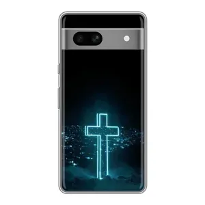 Чехол для Google Pixel 7A (AlphaPrint) - (Христианские) (Крест и город)
