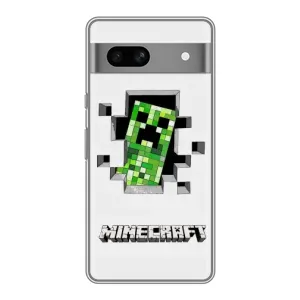 Чехол Майнкрафт на Google Pixel 7A (AlphaPrint) Minecraft (крипер Майнкрафт)