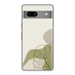 Силконовий чохол з принтом в квітах на Google Pixel 7A (Зелена монстера дизайн)