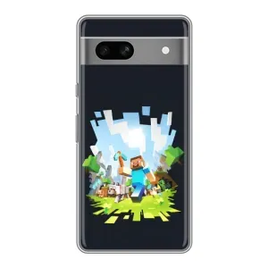 Чехол Майнкрафт на Google Pixel 7A (AlphaPrint) Minecraft (персонажи Minecraft)