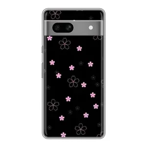 Чехол с принтом «Розовые цветы на черном» для Google Pixel 7A