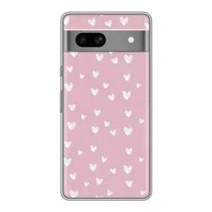 Чехол с принтом «Сердечки на розовом» для Google Pixel 7A