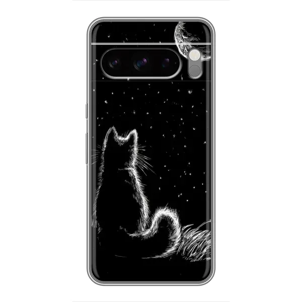 Чехол с принтом «Котик и луна» для Google Pixel 8 Pro Чехол с принтом «Котик и луна» для Google Pixel 8 Pro