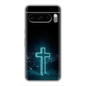 Чехол для Google Pixel 8 Pro (AlphaPrint) - (Христианские) (Крест и город)