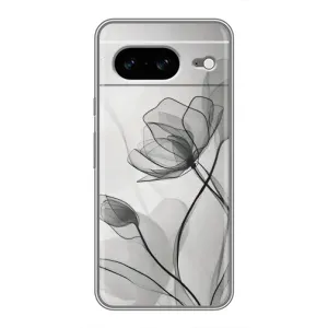 Чохол з квітковим принтом на Google Pixel 8 Ґуґл Піксель 8 (Чорні квіти)