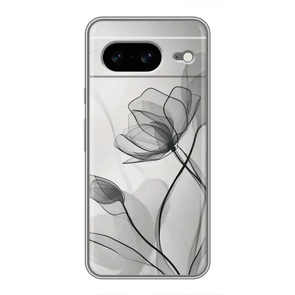 Чохол з принтом «Чорні квіти» для Google Pixel 8