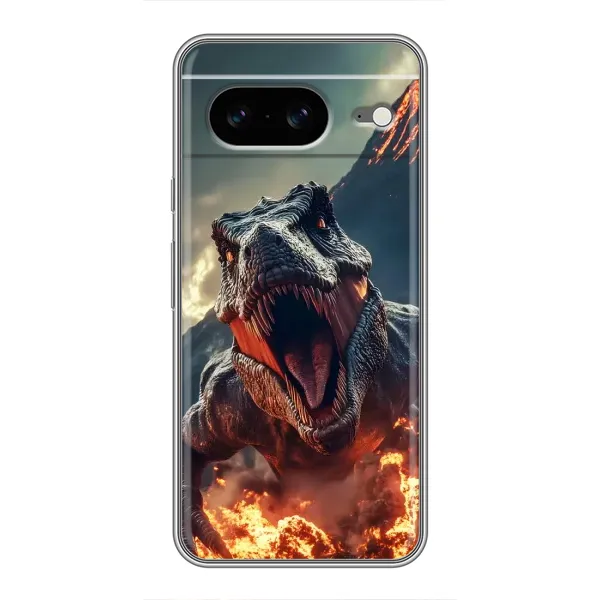 Чехол с принтом «Огненный динозавр» для Google Pixel 8