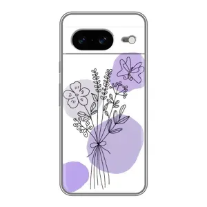 Силконовий чохол з принтом в квітах на Google Pixel 8 (Букет фіолетова абстракція)
