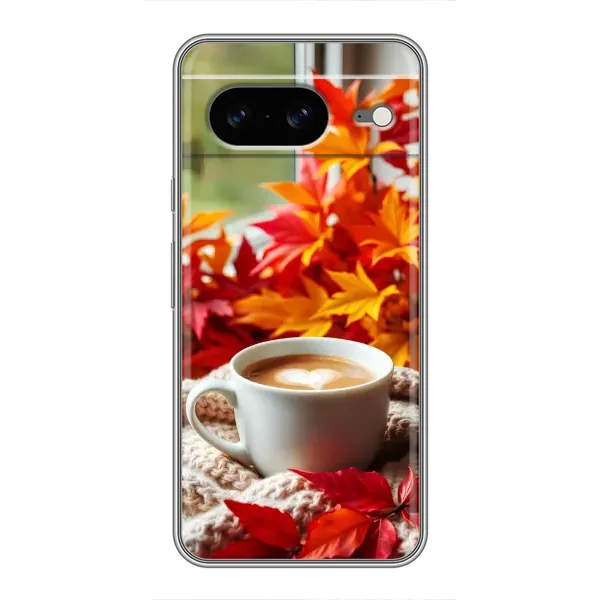 Чохол з принтом «Кава та листя» для Google Pixel 8 Чохол з принтом «Кава та листя» для Google Pixel 8