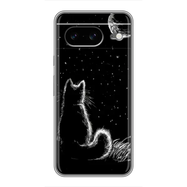 Чехол с принтом «Котик и луна» для Google Pixel 8 Чехол с принтом «Котик и луна» для Google Pixel 8
