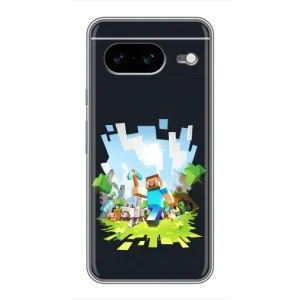Чехол Майнкрафт на Google Pixel 8 (AlphaPrint) Minecraft (персонажи Minecraft)