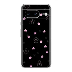 Чехол с принтом «Розовые цветы на черном» для Google Pixel 8