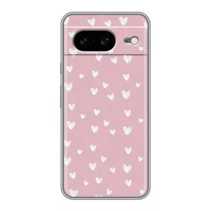 Чехол с принтом «Сердечки на розовом» для Google Pixel 8