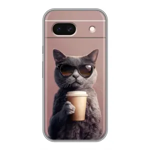 Чехол с принтом «Кот с кофе» для Google Pixel 8A