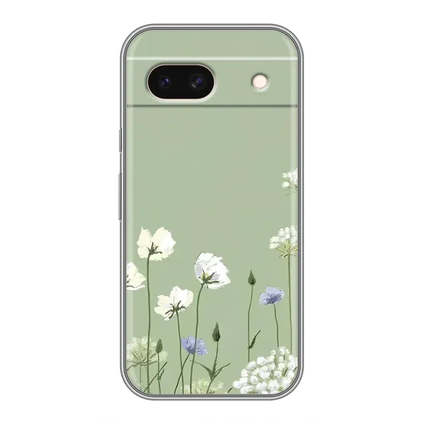 Чехол с принтом «Цветы на зеленом» для Google Pixel 8A