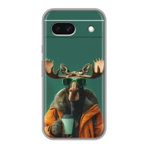Чехол с принтом «Лось с кофе» для Google Pixel 8A