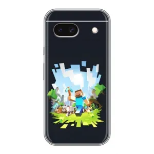 Чехол Майнкрафт на Google Pixel 8A (AlphaPrint) Minecraft (персонажи Minecraft)