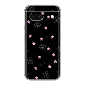 Чохол з принтом «Рожеві квіти на чорному» для Google Pixel 8A