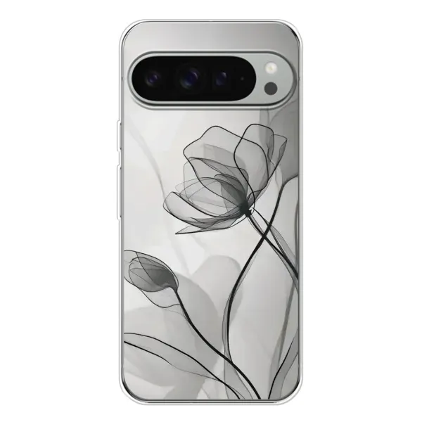 Чехол с принтом «Черные цветы» для Google Pixel 9 Pro XL Чехол с принтом «Черные цветы» для Google Pixel 9 Pro XL