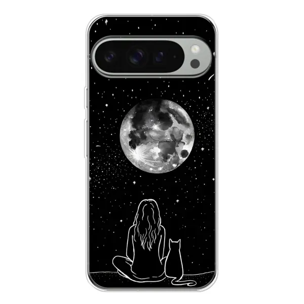 Чохол з принтом «Дівчина з котом» для Google Pixel 9 Pro XL