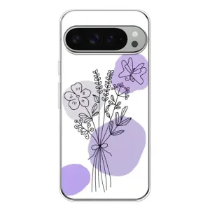 Силконовий чохол з принтом в квітах на Google Pixel 9 Pro XL (Букет фіолетова абстракція)