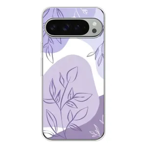 Силконовий чохол з принтом в квітах на Google Pixel 9 Pro XL (Фіолетове листя абстракція)