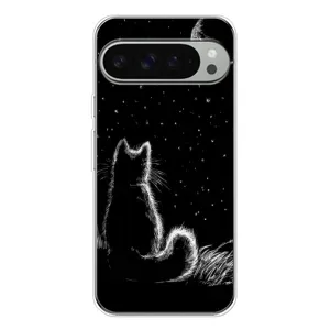 Чохол з принтом для Google Pixel 9 Pro XL (AlphaPrint) Модні коти (Котик і місяць)