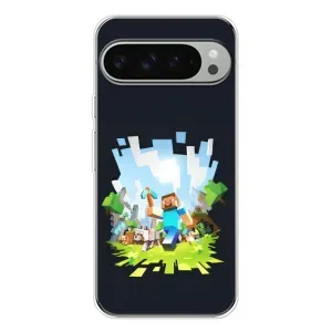 Чехол Майнкрафт на Google Pixel 9 Pro XL (AlphaPrint) Minecraft (персонажи Minecraft)