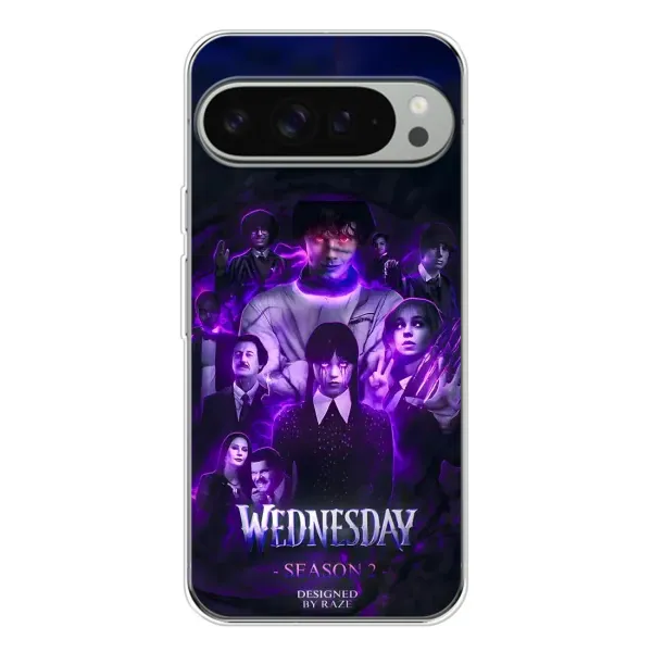 Чехол с принтом «Фиолетовая магия Уэнздей» для Google Pixel 9 Pro XL Чехол с принтом «Фиолетовая магия Уэнздей» для Google Pixel 9 Pro XL