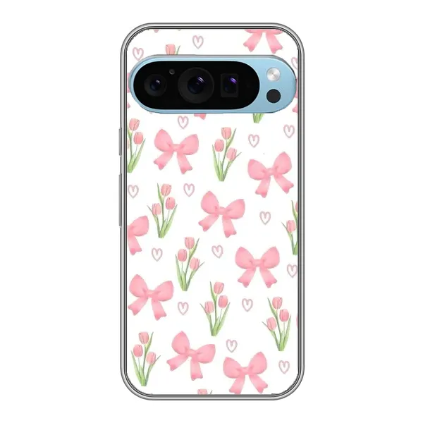 Чехол с принтом «Банты и цветы» для Google Pixel 9 Pro Чехол с принтом «Банты и цветы» для Google Pixel 9 Pro