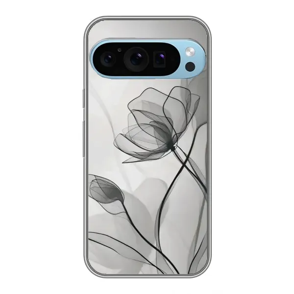 Чохол з принтом «Чорні квіти» для Google Pixel 9 Pro