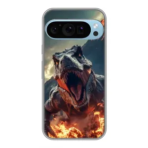 Чохол з принтом «Вогняний динозавр» для Google Pixel 9 Pro