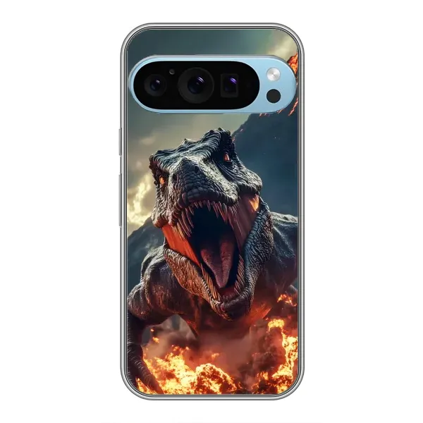 Чохол з принтом «Вогняний динозавр» для Google Pixel 9 Pro
