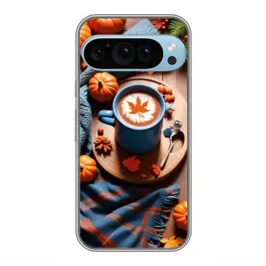 Чохол з принтом «Кава і гарбузики» для Google Pixel 9 Pro