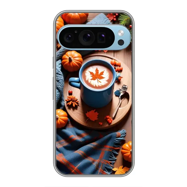 Чохол з принтом «Кава і гарбузики» для Google Pixel 9 Pro Чохол з принтом «Кава і гарбузики» для Google Pixel 9 Pro