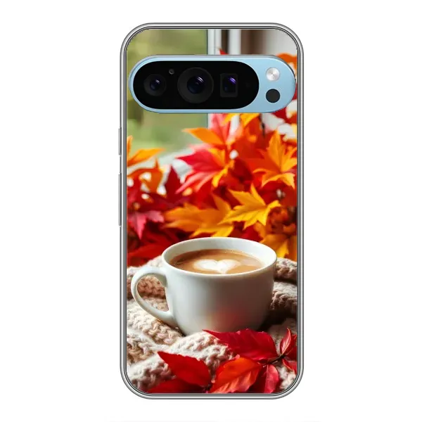 Чохол з принтом «Кава та листя» для Google Pixel 9 Pro Чохол з принтом «Кава та листя» для Google Pixel 9 Pro