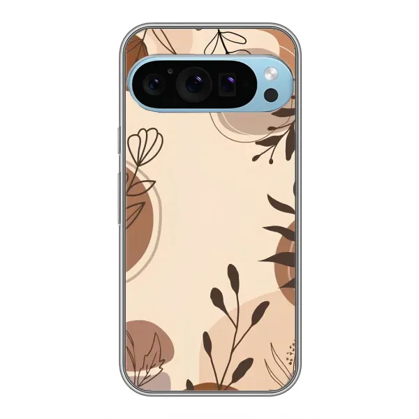 Чохол з принтом «Коричневі квіти» для Google Pixel 9 Pro