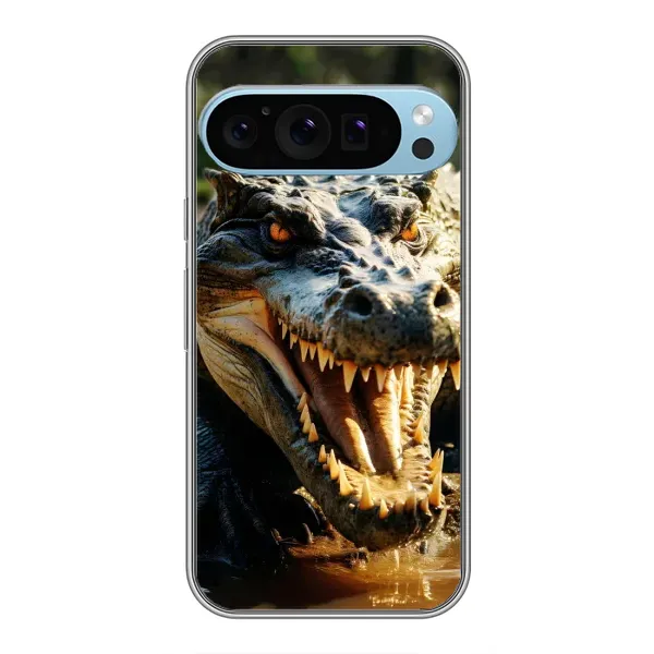 Чохол з принтом «Небезпечний крокодил» для Google Pixel 9 Pro