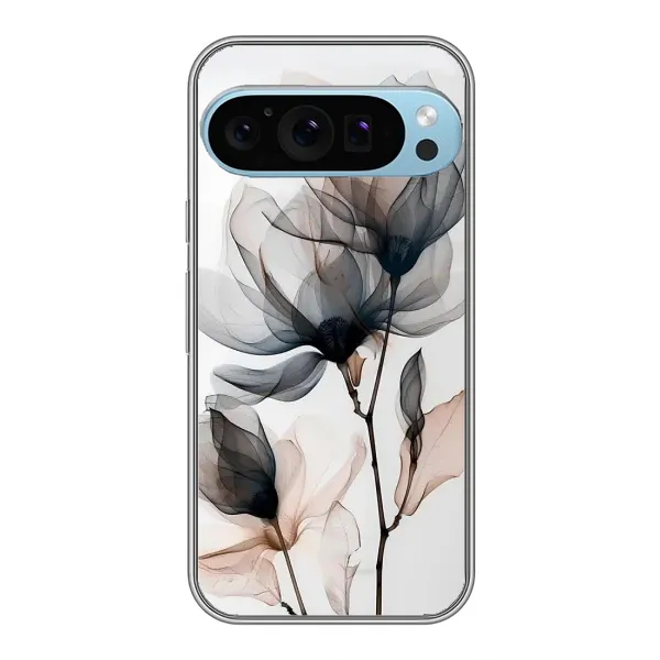 Чохол з принтом «Квіти на білому» для Google Pixel 9 Pro