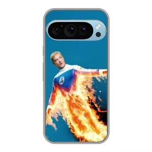 Чохол з принтом Фантастична четвірка для Google Pixel 9 Pro (Людина-факел у вогні)