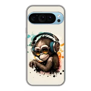 Чехол с принтом «Макака в наушниках» для Google Pixel 9 Pro
