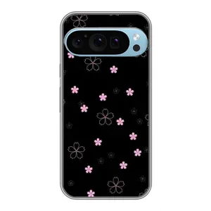 Чохол з принтом «Рожеві квіти на чорному» для Google Pixel 9 Pro