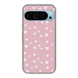 Чохол з принтом «Сердечки на рожевому» для Google Pixel 9 Pro