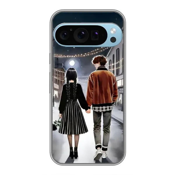 Чехол с принтом «Уэнздей и Тайлер» для Google Pixel 9 Pro Чехол с принтом «Уэнздей и Тайлер» для Google Pixel 9 Pro