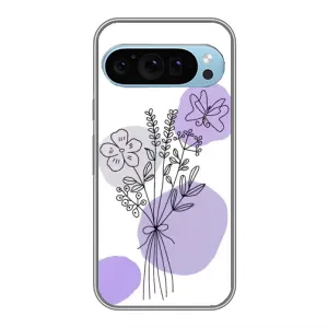 Силконовий чохол з принтом в квітах на Google Pixel 9 (Букет фіолетова абстракція)