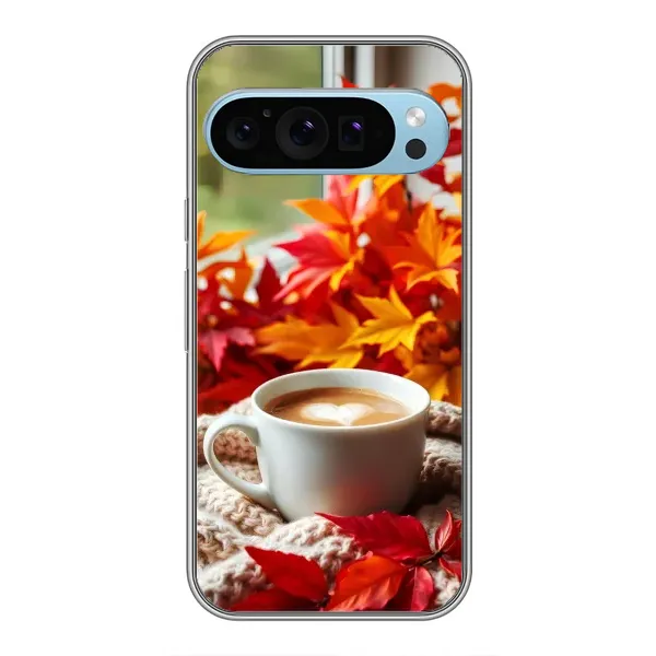Чохол з принтом «Кава та листя» для Google Pixel 9 Чохол з принтом «Кава та листя» для Google Pixel 9
