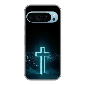 Чехол для Google Pixel 9 (AlphaPrint) - (Христианские) (Крест и город)
