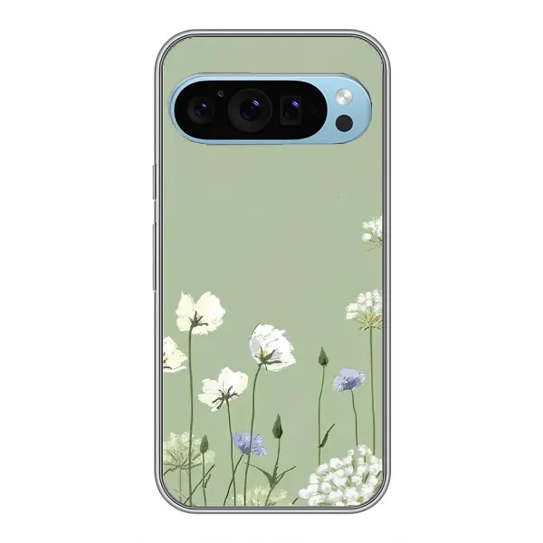 Чехол с принтом «Цветы на зеленом» для Google Pixel 9 Чехол с принтом «Цветы на зеленом» для Google Pixel 9