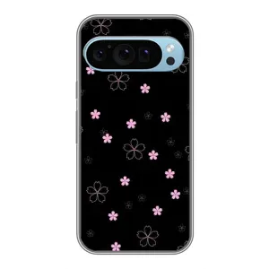Чехол с принтом «Розовые цветы на черном» для Google Pixel 9