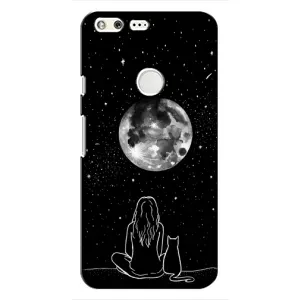 Чехол с рисунком кот на Google Pixel (Девушка с котом)
